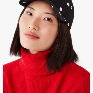 Kate Spade Black and White Polka Dot Beret Hat